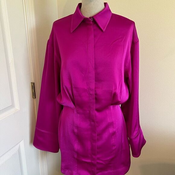 H&M Magenta Shirt Dress. Size Small NWT - Picture 1 of 12